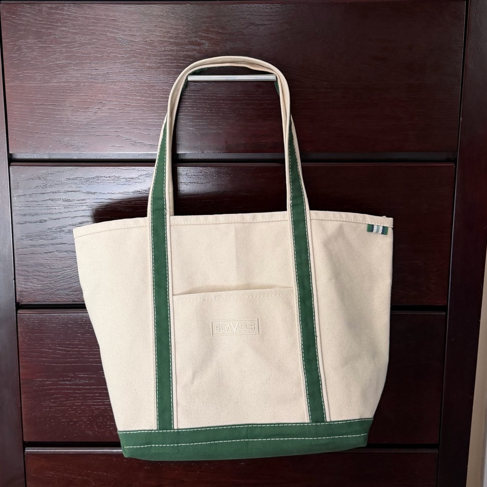 SeaVees Canvas Tote with Green Trim
